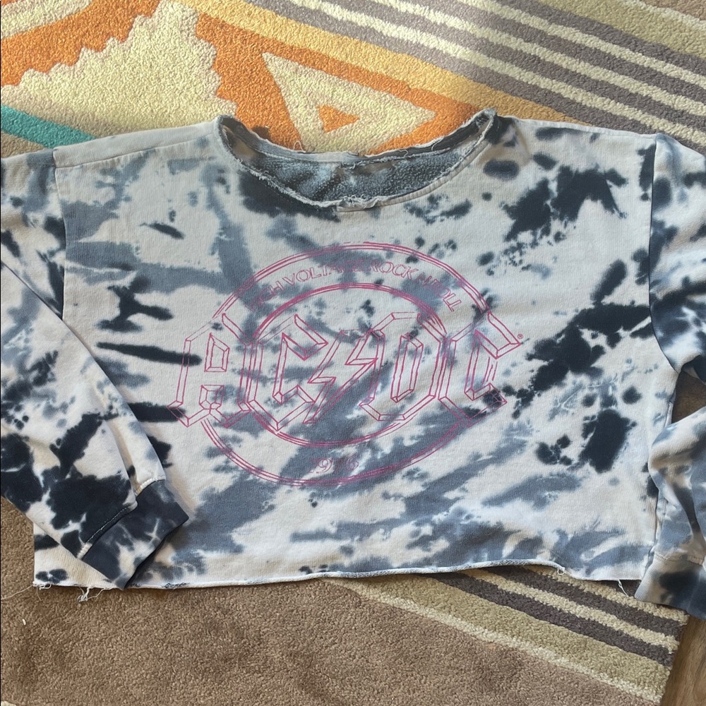 AC/DC tie dye crop sweatshirt